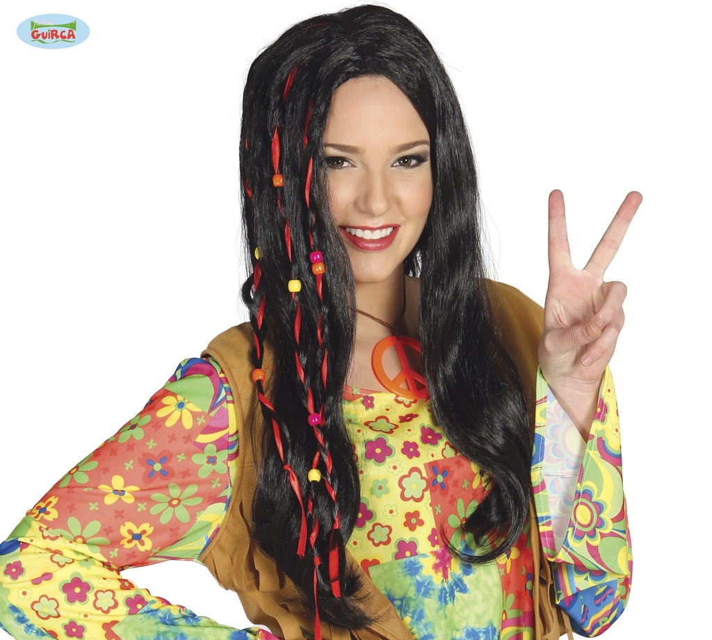 PELUCA NEGRA HIPPIE (ENVASE CAJA)