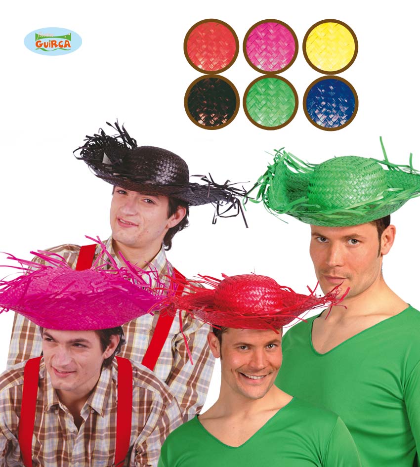 SOMBRERO ESPANTAPAJAROS PAJA COLORES