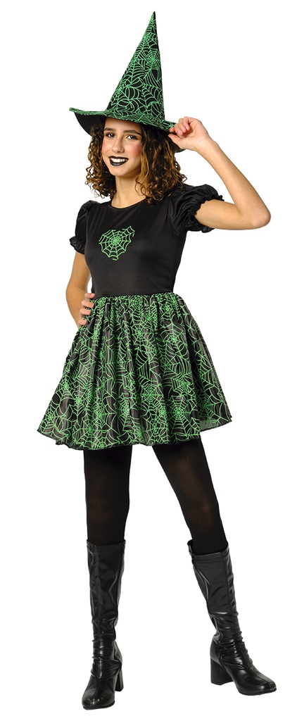 DISFRAZ BRUJA SPIDERWEB NEON VERDE INF talla TW