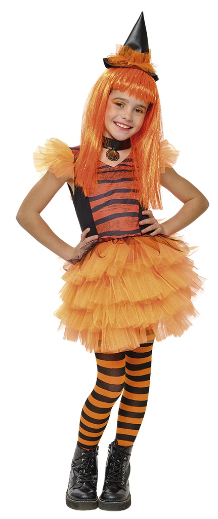 DISFRAZ BRUJA GLAMUROSA NARANJA INF talla S