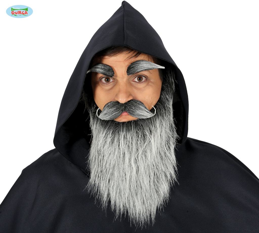 BARBA LARGA GRIS CON BIGOTE Y CEJAS