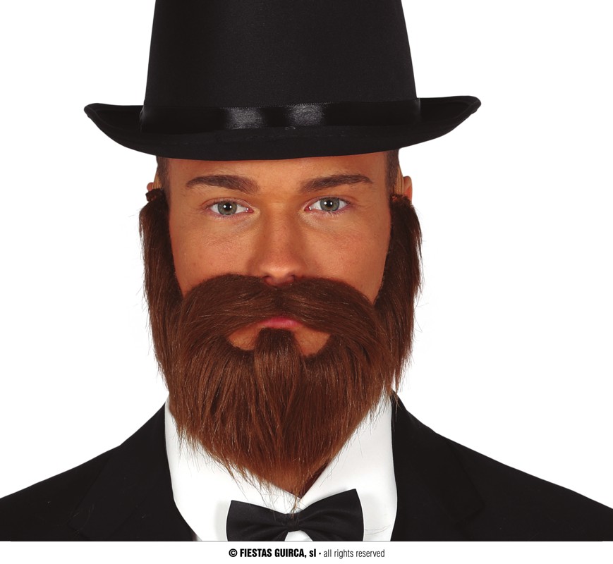 BARBA Y BIGOTE CASTAÑA CON GOMA