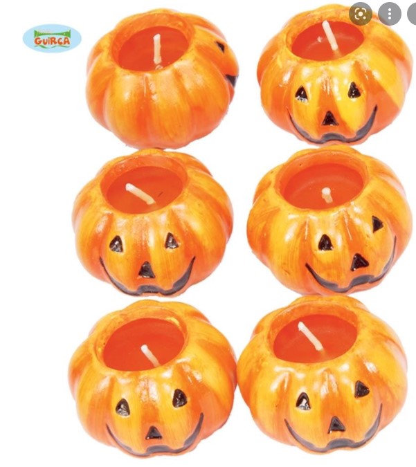 CAJA 6 VELAS CALABAZA  6 CMS.