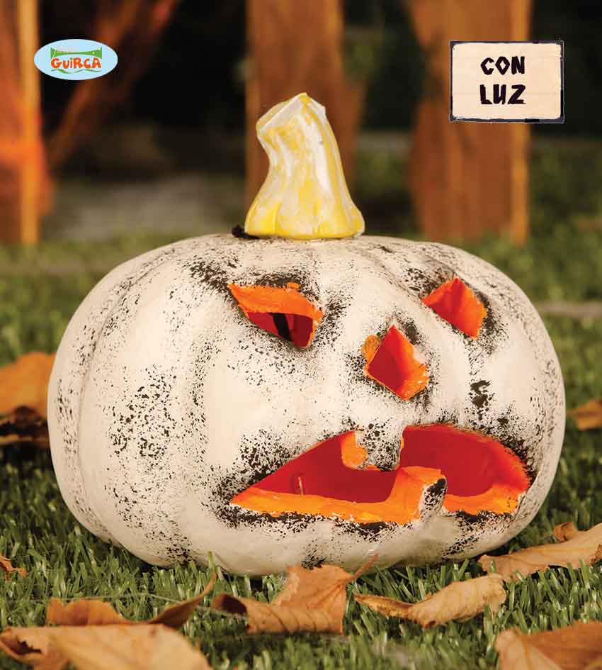 CALABAZA BLANCA CON LUZ 13 CMS.(PILAS IN