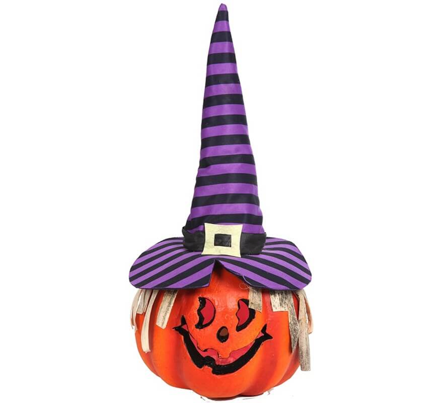 Calabaza sombrero de bruja con luz 23x15
