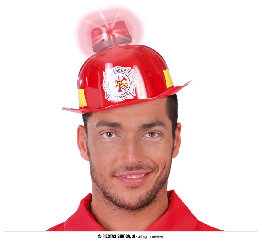 CASCO BOMBERO CON SIRENA ,LUZ Y SONIDO