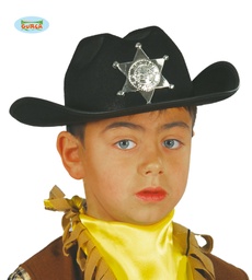 [13563] SOMBRERO SHERIF FIELTRO  INFANTIL NEGRO