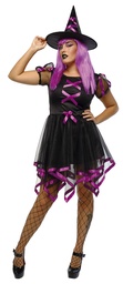 [S8843] DISFRAZ BRUJA CUCA NEON ROSA AD 