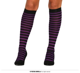 [17327] MEDIAS RAYAS LILAS NEGRAS