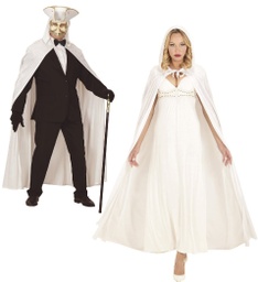 [3487W] CAPA BLANCA CON CAPUCHA"" de terciopelo