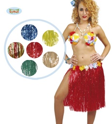 [16002] FALDA HAWAIANA FLORES   55 CMS.(6 COLORE